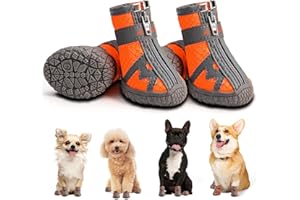 AOKOWN Dog Boots Waterproof, Dog Shoes Small Size Dogs,Dog Boots & Paw Protector for Winter, Dog Booties for Hardwood Floors, Dog Snow Boots for Outdoor Walking