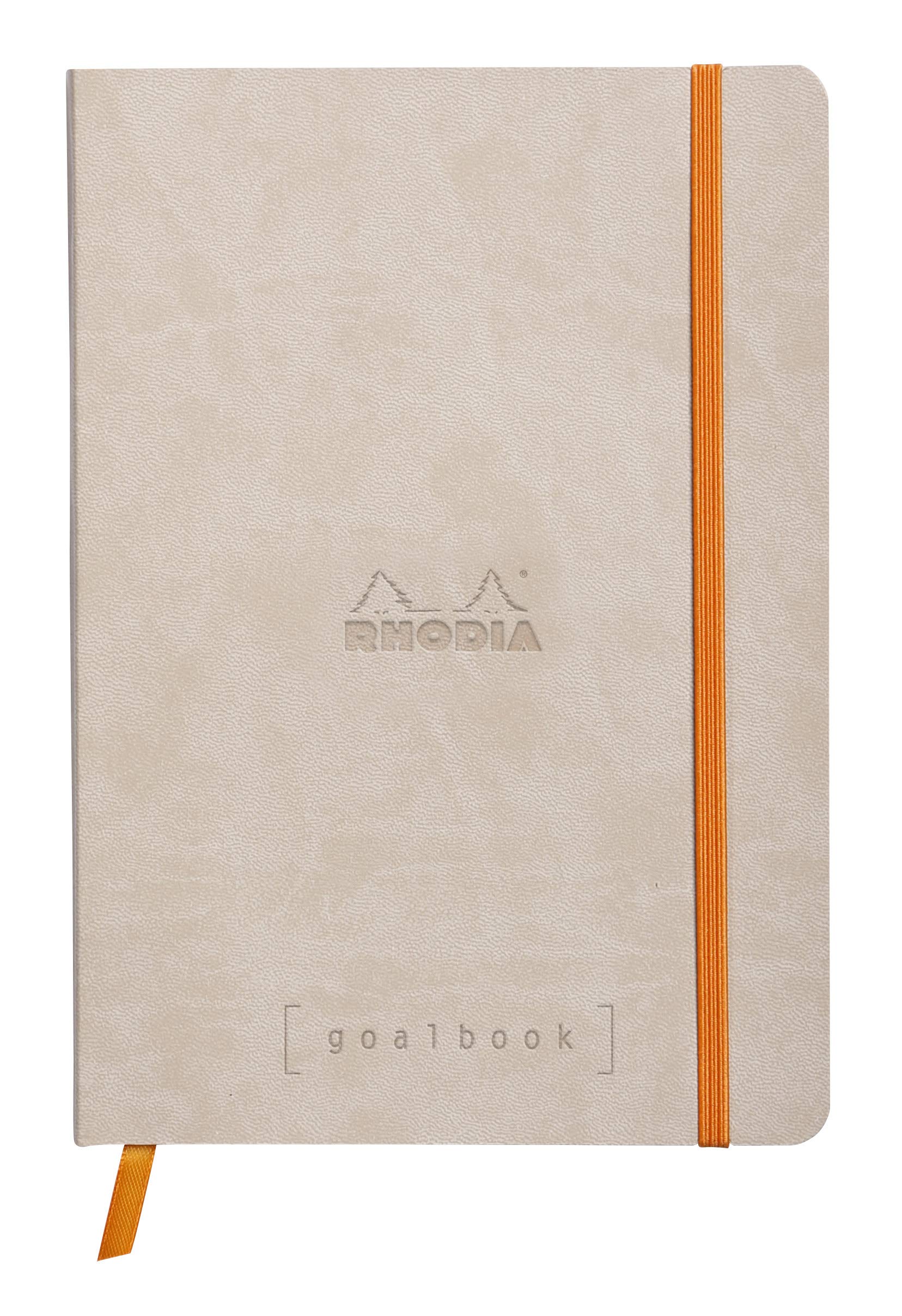 RHODIA 117745C - Notebook Bullet Journal Goalbook Beige - A5 14.8 x 21 cm - Dotted - 240 pages - Ivory 90 g/m² paper - 2 Ribbons, Elastic closure - Leatherette