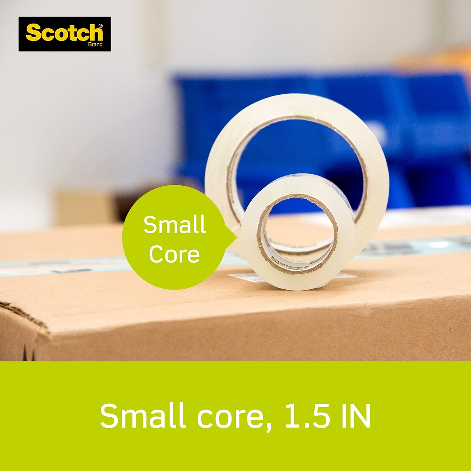 Scotch Sure Start Shipping Packaging Tape, 6 Rolls, 1.5 Inch Core, 1.88" x 25 Yards, Great for Packing, Shipping & Moving, Clear (DP-1000RF6) : Office Products