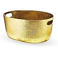Twine Gold Hammered Tub - Large Drink Beverage Tub Chiller, Wine, Beer & Drink Bucket for Parties in 4 Gallon Capacity, Gold