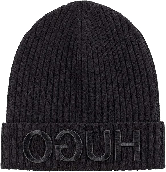 BOSS Hugo Boss Mens Wool Ribbed Beanie Hat Black O/S Amazon.ca