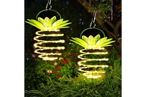 JSOT Pineapple Solar Lantern, 2 Pack Solar Lights Outdoor Waterproof 60LEDs, Hanging Solar Lights Outdoor Lantern Garden Decor for Outside Patio Yard Backyard Tree Porch Landscape Lighting, Warm Light