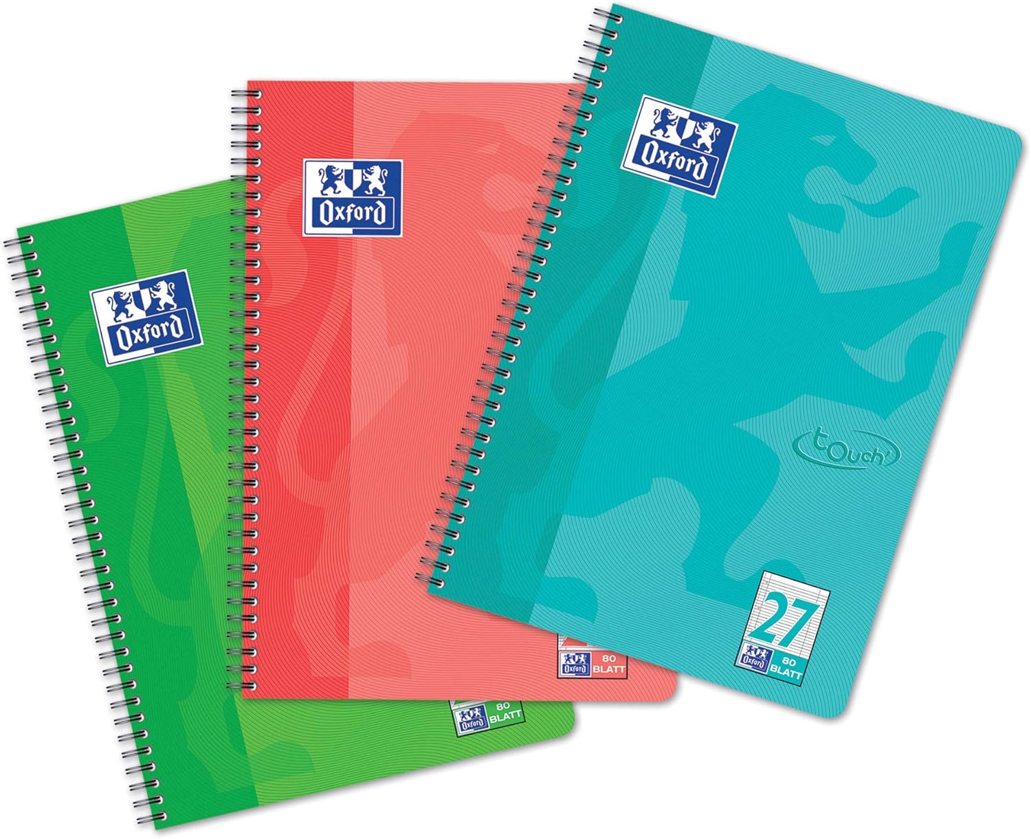 Oxford 400091924 Touch Notepad A4 Pack of 10 Assorted 80 Sheets Ruled Double Margin Notepad Writing Pad School Notepad - Image 3