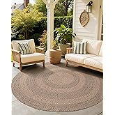 LUMI Jute Area Rug 4ft Round for Living Room, Natural Braided Woven Rugs Non Slip, Neutral Farmhouse Carpets No Shedding, Dur