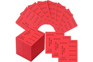 Kosiz 504 Sheets 5 Bid Raffle Ticket with Different Numbers Per Sheet Chinese Auction Tickets for Events Church Basket Auction Silent (Red)
