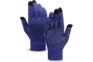 CooYoo Winter Gloves for Women and Men Touchscreen Gloves,Knit Wool, Anti-Slip Silicone Gel - Elastic Cuff - Thermal Soft Woo