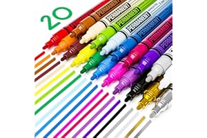 ARTISTRO 20 Oil-Based Permanent Paint Markers - Medium Tip Markers for Tire, Wood, Rock, Fabric, Glass, Ceramic, Metal, Plastic, and More - Quick Dry, Waterproof