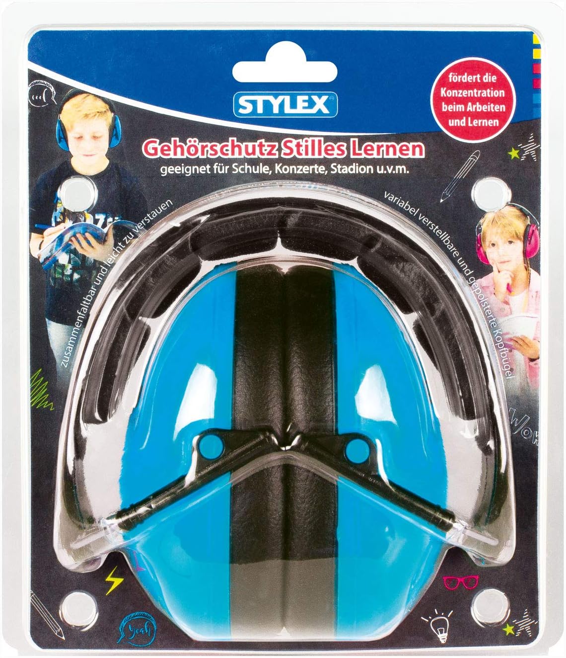 Stylex 42300, Hearing Protection SX-4230 Silent Learning in Blue, Variable Adjustable, Foldable, Padded Headband - Image 3