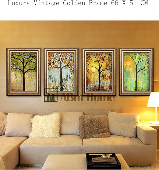 Abm Home Arbol De Las Estaciones 4 Piezas Arte De Pared Marco