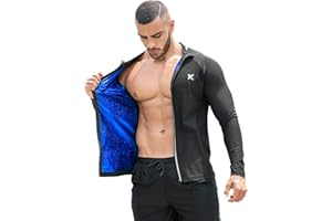 Kewlioo Pro Men's Sauna Jacket - Heat Trapping Sweat Compression Top - Zipup Closure - Sauna Long Sleeve Shirt