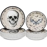 DYLIVeS Halloween Party Plates - 100 Pack Skull Bats Disposable Paper Plates, 9