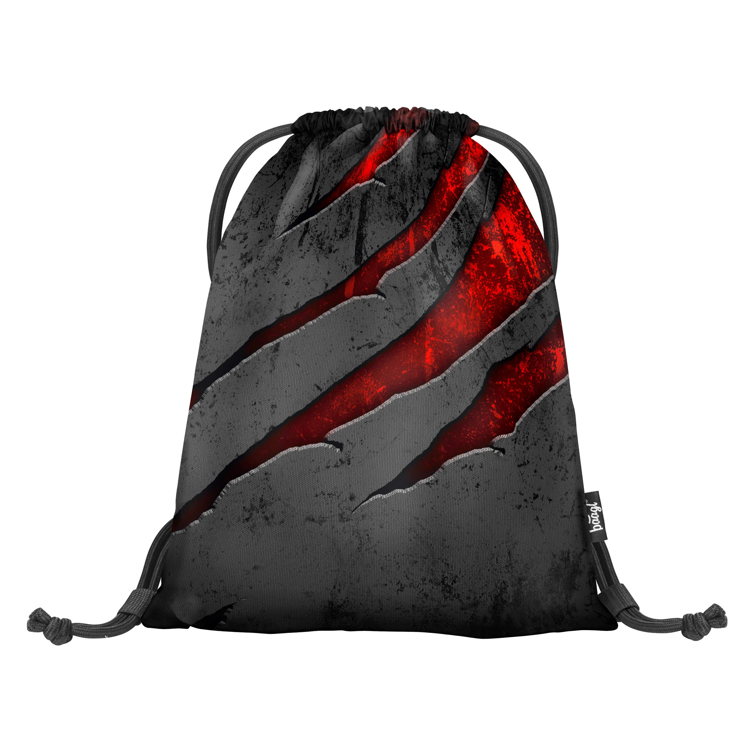 Baagl Drawstring Bag for Boys and Girls, Black Kids Sports Lightweight Gym Sack, Compact Children Shoe Bag, PE School Pull String Bag (Volcano)