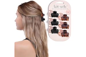 Kitsch Small Hair Clips for Women - Stays In Place Without Pulling or Snagging | Durable Plastic, Sturdy Small Claw Clips | Ideal Gifts for Women - Black & Tortoise, 6 Pcs