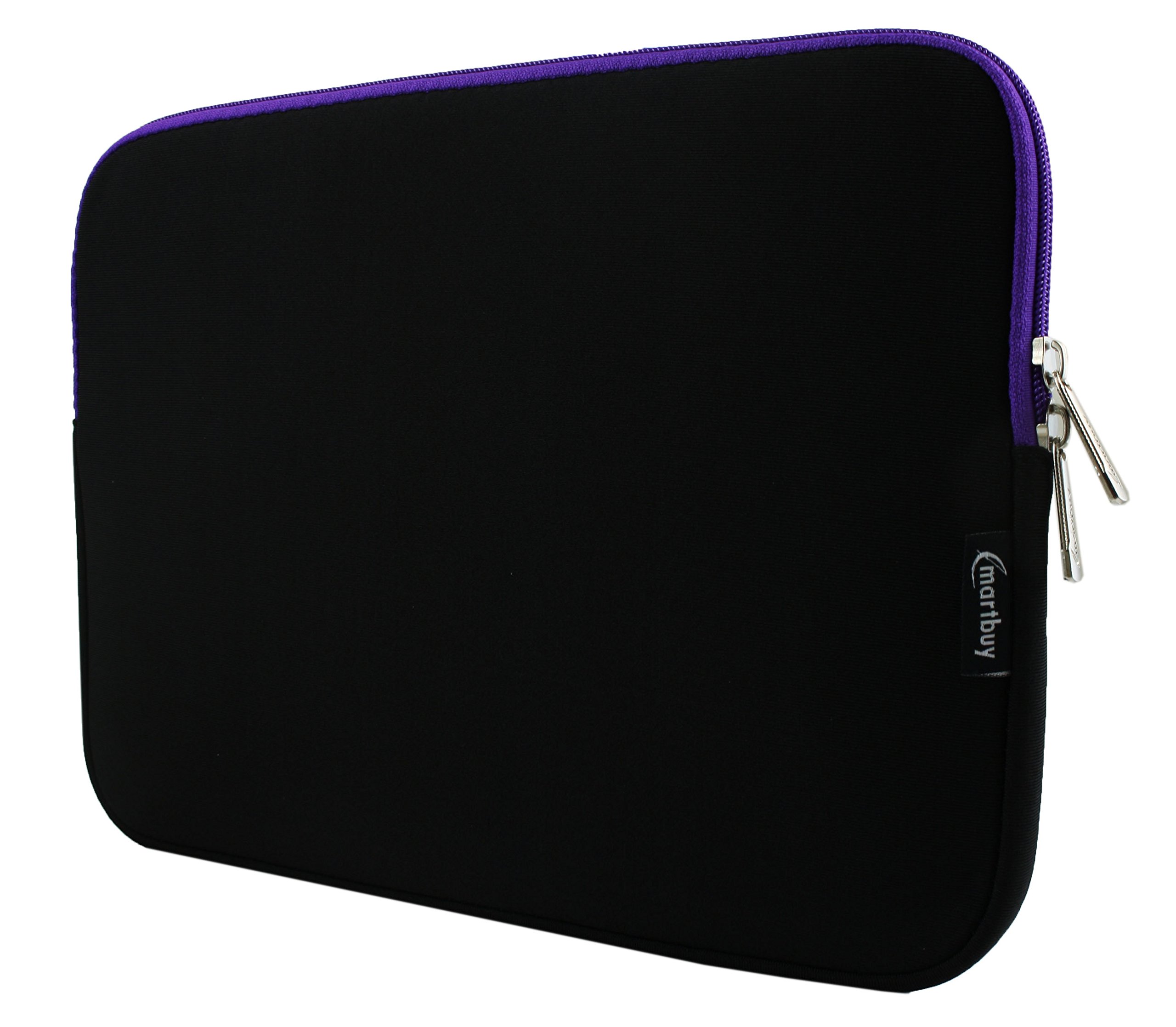 Emartbuy Black/Purple 11.6-12.7 Inch Water Resistant Neoprene Soft Zip Case Cover Sleeve With Purple Interior & Zip Compatible with Laptops Listed Below