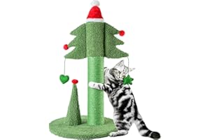 BOLUO Cat Scratching Post Tall Ceder Christmas Cat Trees for Adult Large Cats Scratcher Cute Toy Kitten Kitty Sisal Scratch with Teaser Ball Indoor Outdoor 31 inch
