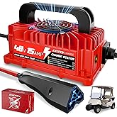 EXEFCH 48 Volt Golf Cart Charger with 3 Pin Triangular Plug for EZGO RXV TXT Only for Lead Acid Battery
