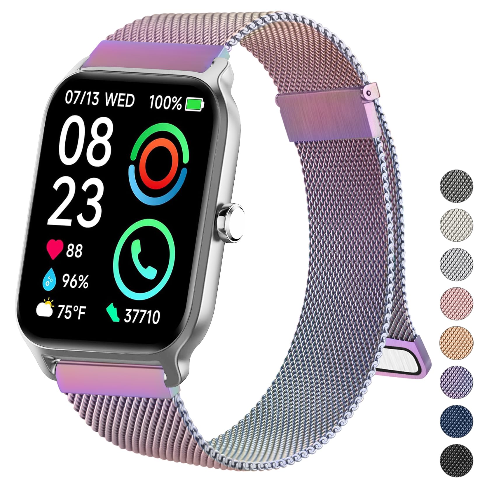 Stainless Steel Metal Bands for Fitpolo IDW13, Woneligo W13 & More - Compatible with IDW13, IDW16, IDW19 Smartwatch Bands - Colorful