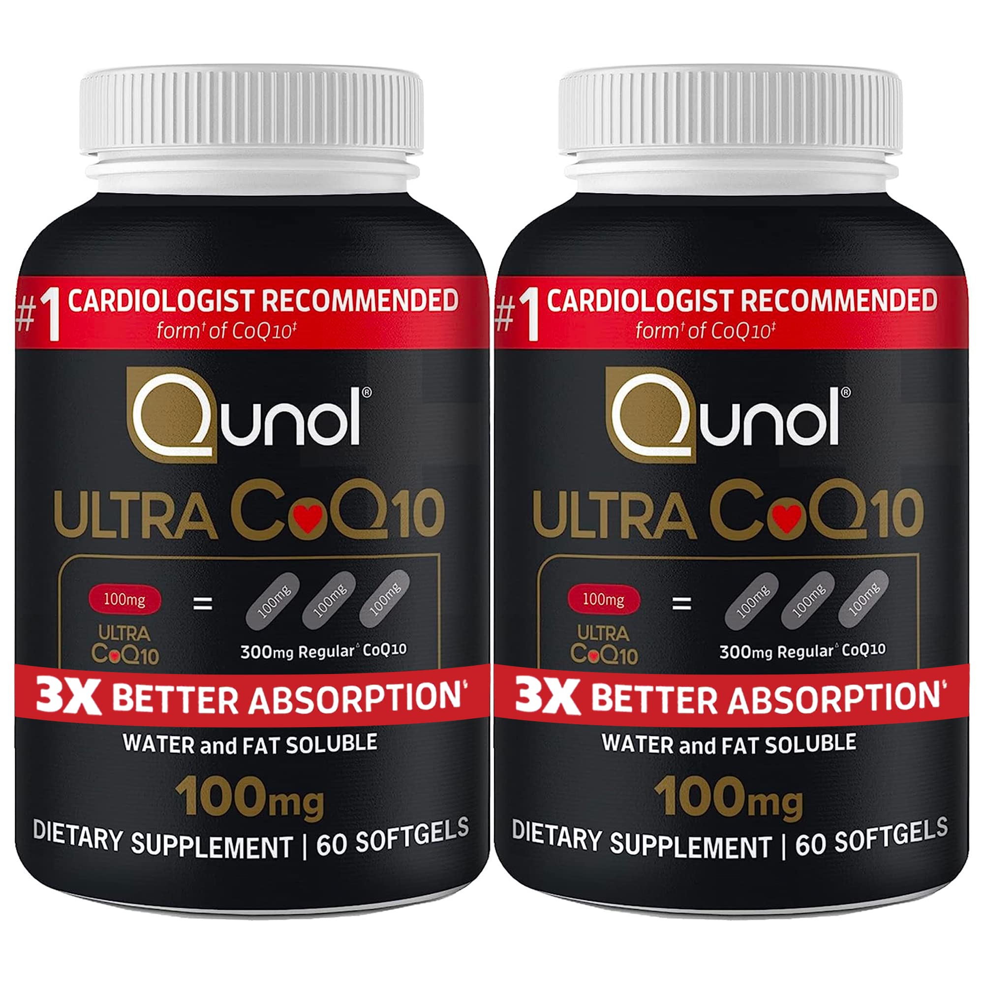 Qunol Ultra CoQ10 100mg, 3X Better Absorption, Antioxidant, 120 Softgels