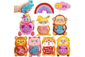 Kiddokids 28 Packs Valentines Day Gift Cards Filled with Colorful Foam Squishy Slime for School Classroom Valentine’s Exchange Greeting Cards
