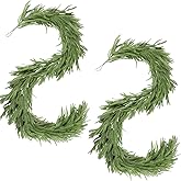 HEYTIMI 12FT (2 Pcs * 6 FT) Christmas Artificial Norfolk Pine Garland, Real Touch Faux Greenery Garland for Holiday Mantle, Fireplace, Staircase Front Door, Dining Table Indoor & Outdoor Xmas Decor
