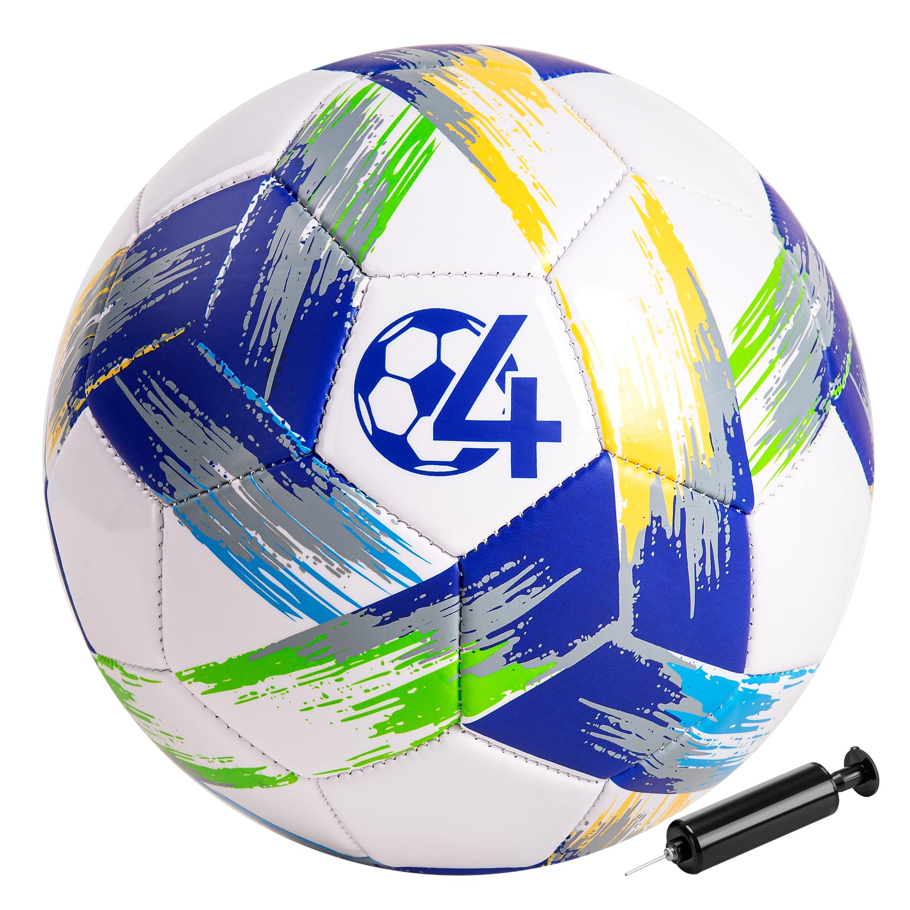 Vastoy Size 4 Football for Kids 8-12 Years, Training Football & Soccer Ball with Tri-Color Print for Grass Fields, Backyard Games, Includes Hand Pump & Mesh Bag for Outdoor Play (Blue)