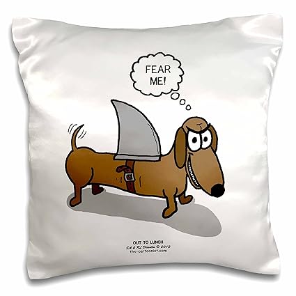 Amazon Com 3drose Weiner Dog With A Sharks Fin Pillow Case 16 By