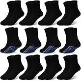 ELUTONG Non Slip Grip Socks Kids Anti-Skid Socks 12 Pairs for 1-7T Baby Toddler Boys and Girls