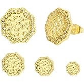 Cubic Zirconia Stud Earrings, Gold Nugget Earrings for Men, Cookie Nugget Earring, Gold-Plated Stud, 14K Gold-Plated Round Rough Textured Studs Earring for Women and Unisex