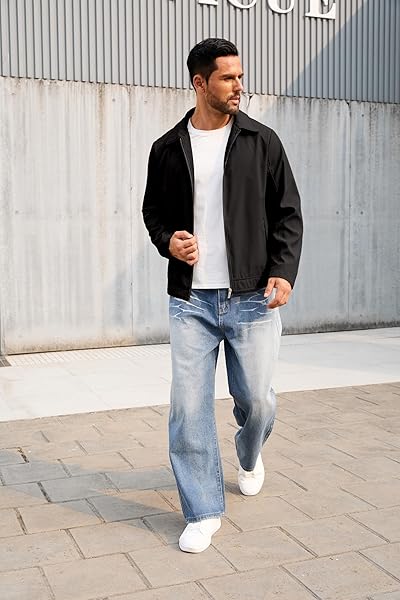 QTE LIGHTWEIGHT JACKETS FOR MEN CASUAL WINDBREAKER STYLISH FALL SPRING GOLF WORK DRESS BUSINESS COAT PLUS-SIZE MEN’S CLOTHING
