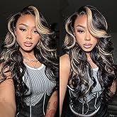 Kephare 250 Density FB/27 Balayage Highlight Ombre Lace Front Wig Human Hair Body Wave 13x4 HD Transparent Lace Front Wigs Human Hair Pre Plucked 24 Inch Ash Blonde Wig for Women