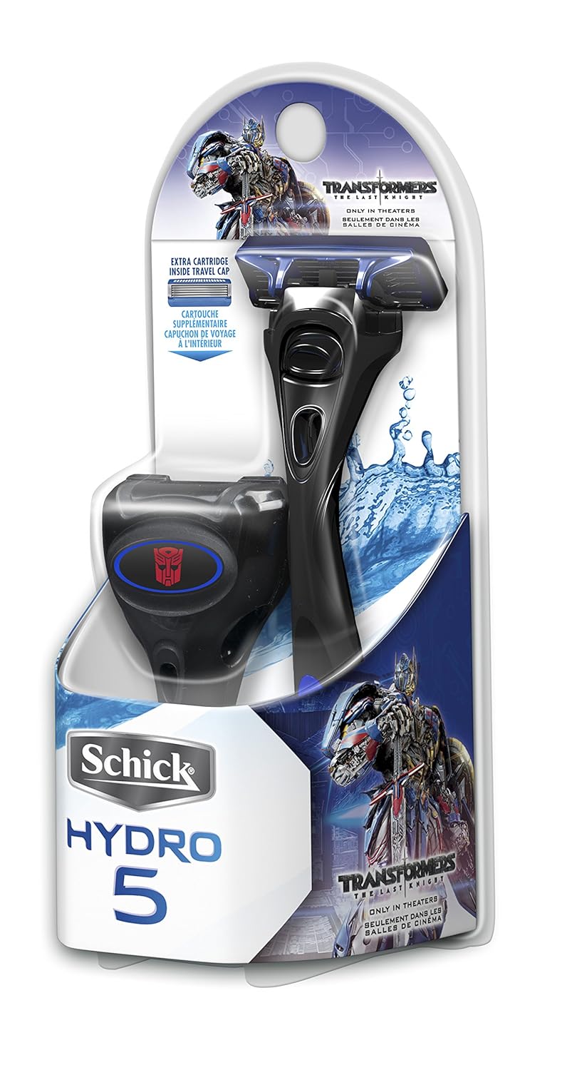 Schick Hydro 5 Limited Edition"Transformers: The Last Knight" Razor For Men with Unique Travel Cap and 1 Refill, Optimus Prime Razor Pack (While Supplies Last)