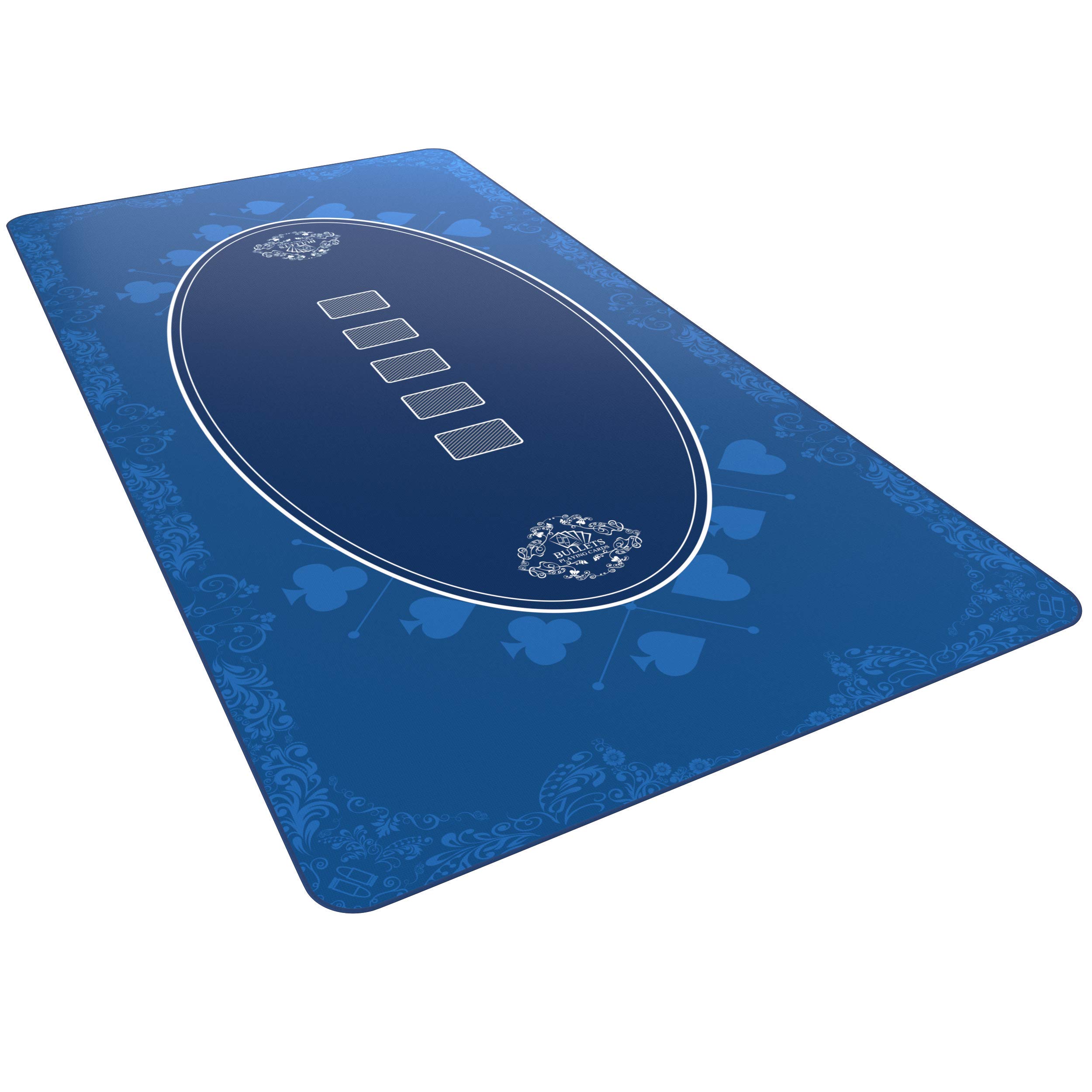 Bullets Playing Cards Designer Poker Mat for Your Own Poker Table, Deluxe Poker Cloth, Poker Rug, Poker Table Cover, Blue, 160 x 80 cm