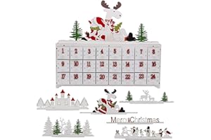 SAND MINE Countdown to Christmas Wooden DIY Advent Calendar with Changeable Top Decoration
