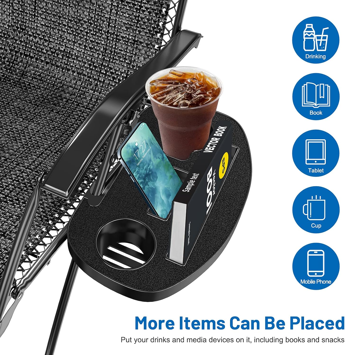 Keten 2 Pack Zero Gravity Chair Tray, Upgraded Version Cup Holder for Zero Gravity Chair Large Utility Clip On Chair Table/Tray for Carrying iPhone 7Plus/ iPad/Water Cups/Books: Kitchen & Dining