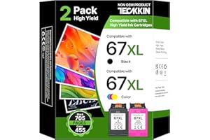 67 XL Ink Cartridges Black/Color Cartouche Encre Ink Cartridge for HP Ink 67 HP67 HP67XL Combo Pack for HP Printer Ink 67 Des