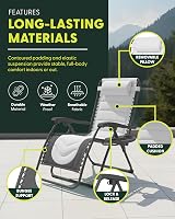 KEPLIN Set of 2 XXL Premium Heavy Duty Padded Zero Gravity Chairs Grey view 7