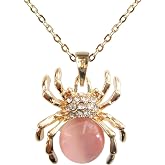 Navachi 18k Gold Plated Opal Crystal Spider Pendant Necklace 16"+2"