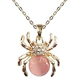 Navachi 18k Gold Plated Pink Opal Crystal Spider