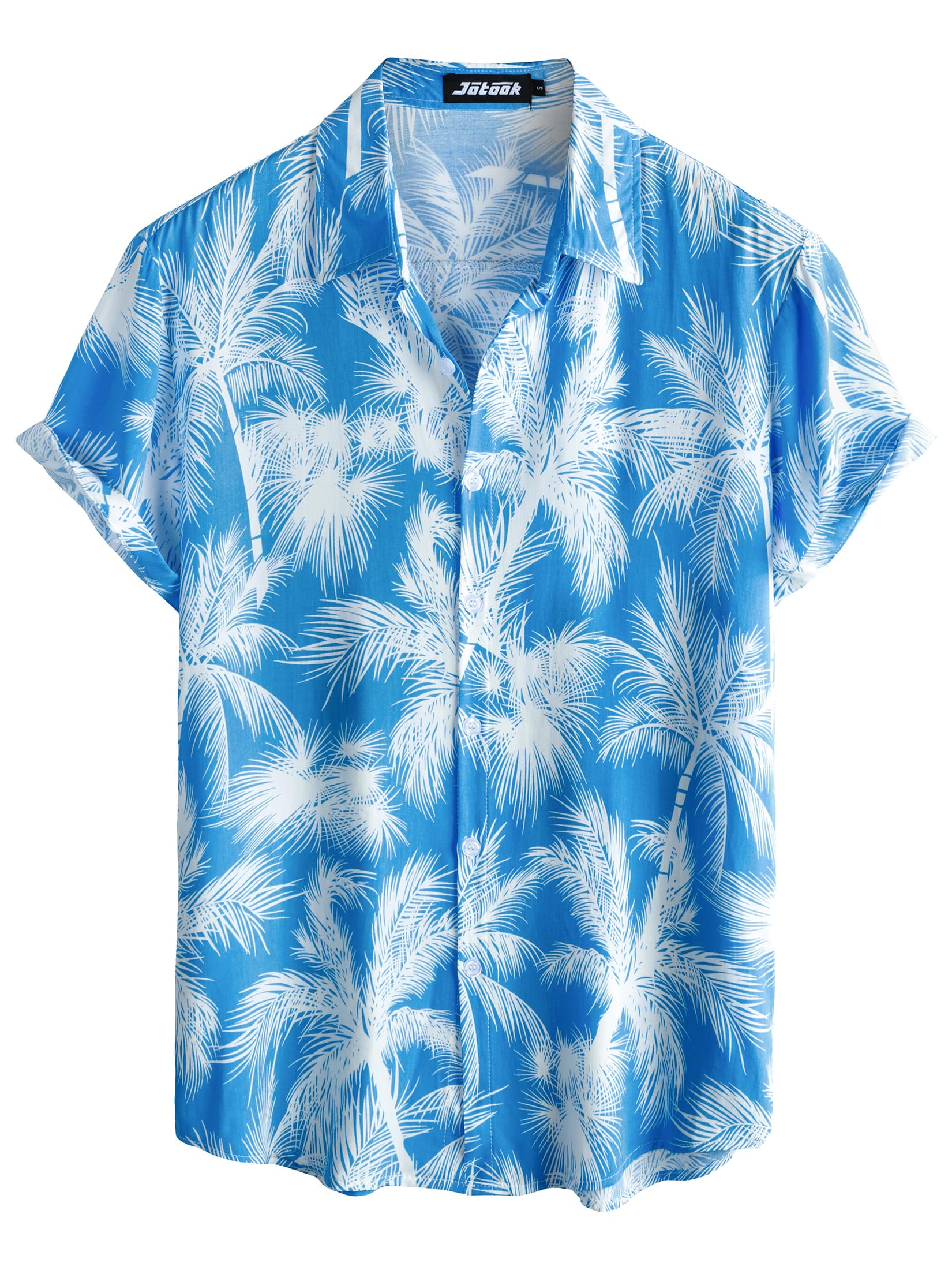 Photo 1 of JOTOOK Mens Hawaiian Shirt Short Sleeve Button Down Tropical Shirts Casual Floral Summer Beach Shirt Button Up Shirt X-Large Blue Coconut Tree