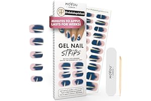 MOYOU London Semi Cured Gel Nail Strips - 20 Pcs. Nail Wraps for Salon-Quality Manicure - Works with Any UV Lamp - Easy to Apply, Trim, & Remove Gel Stickers