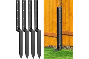 NESSXA 4 Pack Fence Post Repair Kit, 33.6" Heavy Duty Fence Post Repair Stakes, Thickened Anchor Ground Spike for Repairing Tilted/Broken Wood Posts