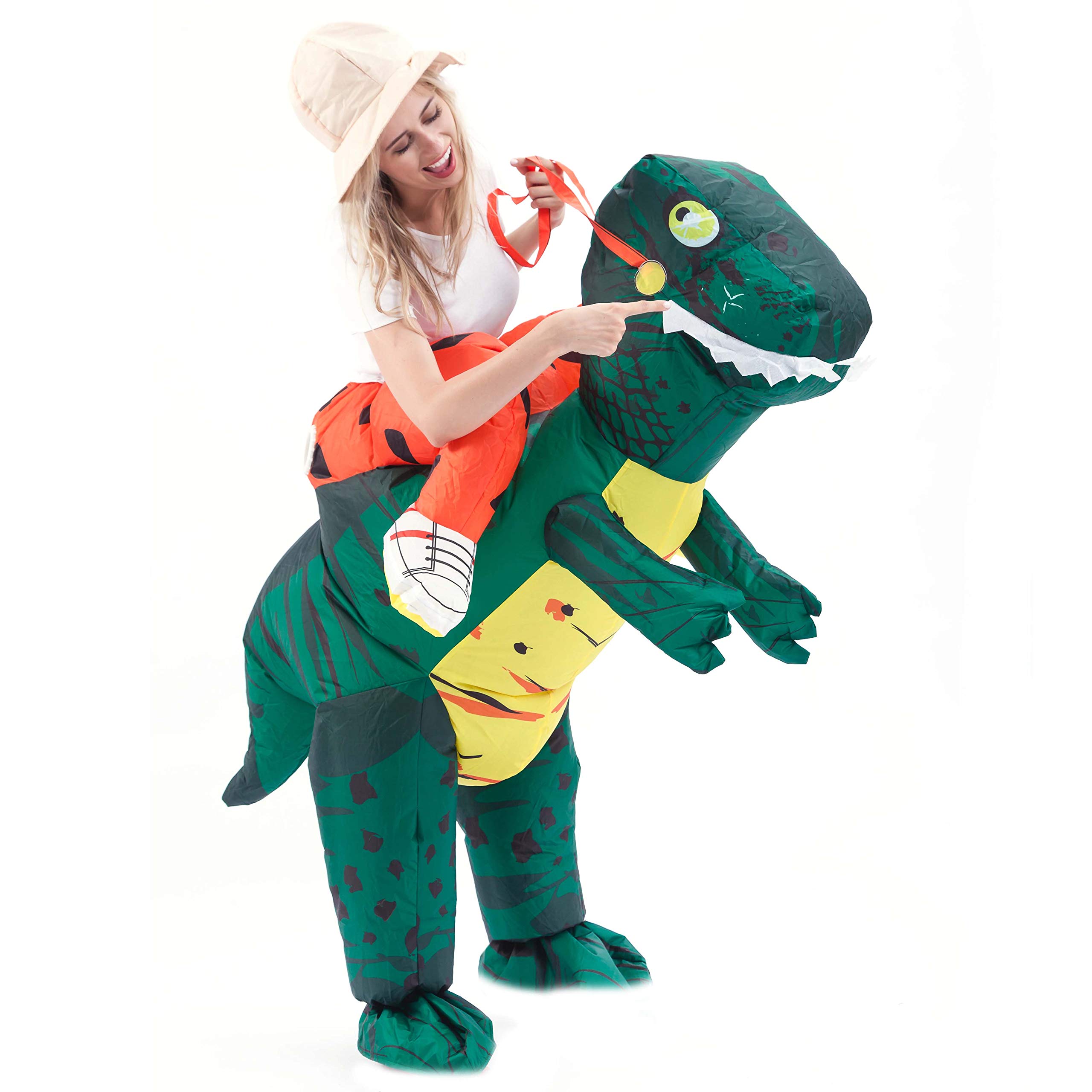 Spooktacular Creations Inflatable Dinosaur Costume Riding a TREX Air