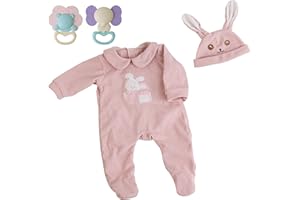 EKOKIZ Reborn Baby Dolls Clothes Girl Pink Rabbit Friend Fashion Doll Clothes 17-22 Inches Baby Doll Clothes and Accessories for Real Life Baby Dolls Girl