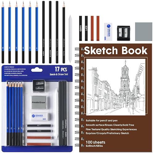 Qilery 2 Sets Art Sketching and Drawing Set Include 2 Pcs 6 x 9 Inch ...