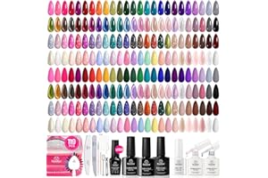 BEETLES GEL POLISH Beetles Nail Nook Gel Nail Polish Set - 119 PCS 100 Colors Gel Polish Kit Base Glossy Matte Glitter Top Coat Glitter Pearl Cat Eye White Red Pink Nude Uv Led Nails Valentines Gift for Women