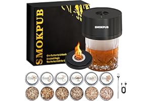 SMOKPUB Electric Whiskey Smoker Kit Built-in Lighter, No Butane Needed, Rechargeable Cocktail Smoker Kit with 6 Wood Chips, Old Fashioned Drink Smoker Kit, Bourbon Whiskey Gifts for Men,Dad,Husband