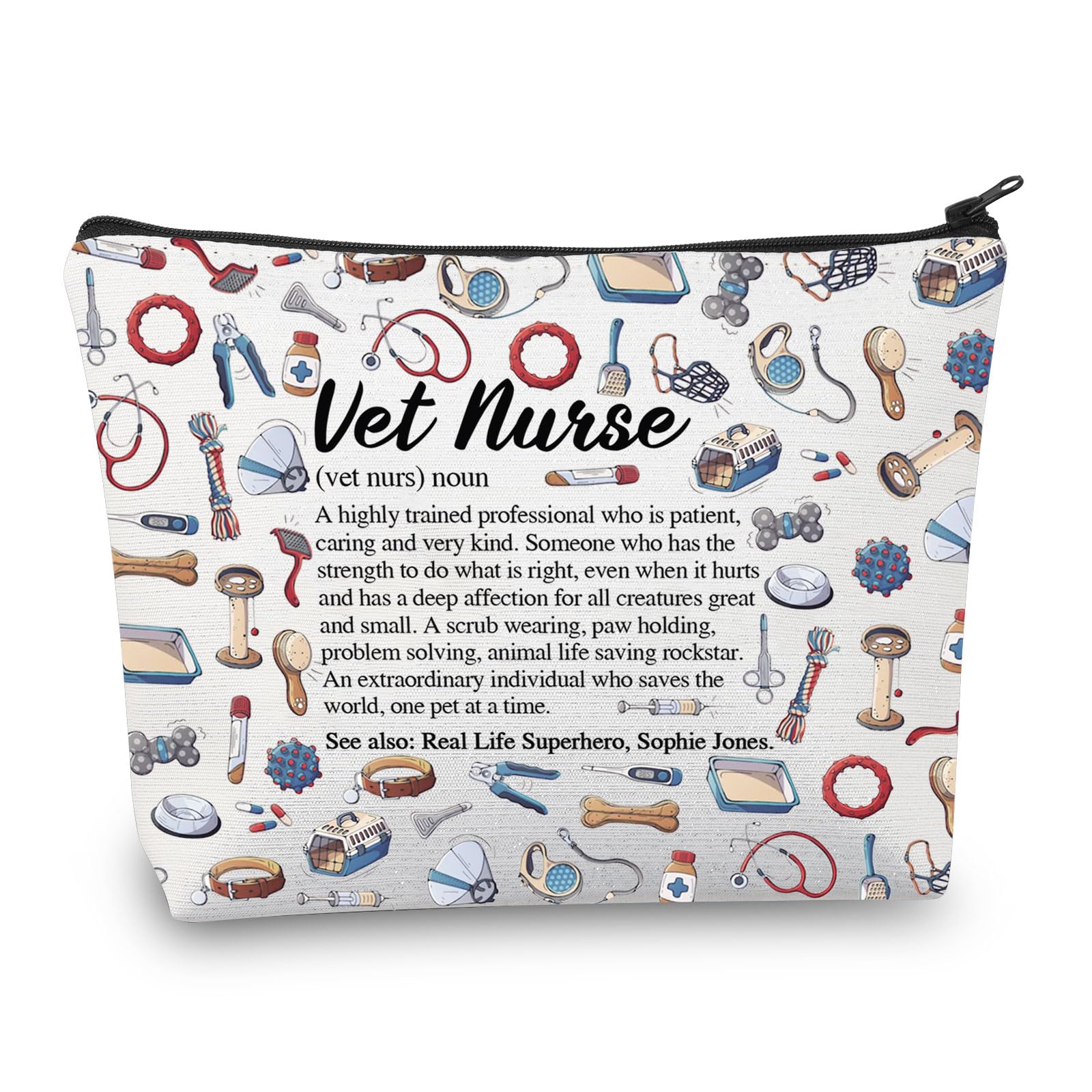 PLITI Veterinarian Gift Vet Nurse Definition Makeup Bag Vet Nurse Appreciation Gift Vet Nursing Student Veterinary Gift (Vet Nurse nounU)