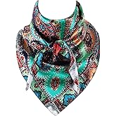 GERINLY 35 Inch Wild Rag Cowboy Scarves for Men, Large Rancher Neckerchief Silk Feel, Oversize Western Bandana
