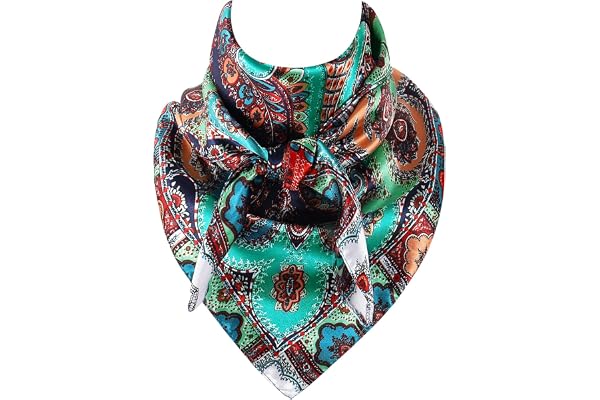 GERINLY 35 Inch Wild Rag Cowboy Scarves for Men, Large Rancher Neckerchief Silk Feel, Oversize Western Bandana