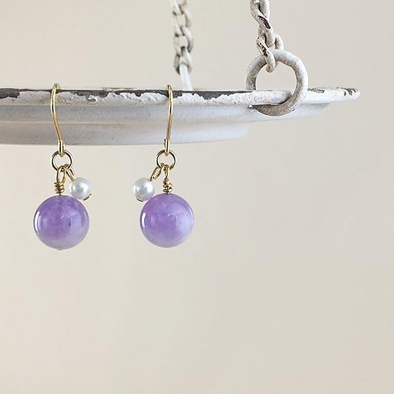 Amazon ラベンダーアメジスト 樹脂パール ピアス P 008 服